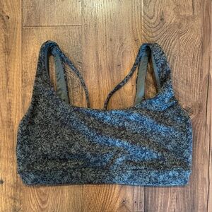 Athleta Exhale Sports Bra Green Moon flower Jacquard